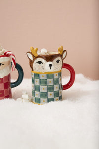 Design Shop Multicolor Reindeer Games Mug Rudolph, 4.75" X 5.5", Set of 4.