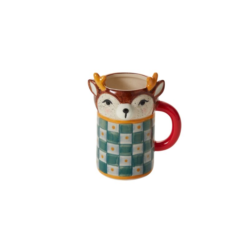 Design Shop Multicolor Reindeer Games Mug Rudolph, 4.75" X 5.5", Set of 4.