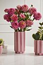 Design Shop Pink Striped Vase 4.25"x 8", Set of 2