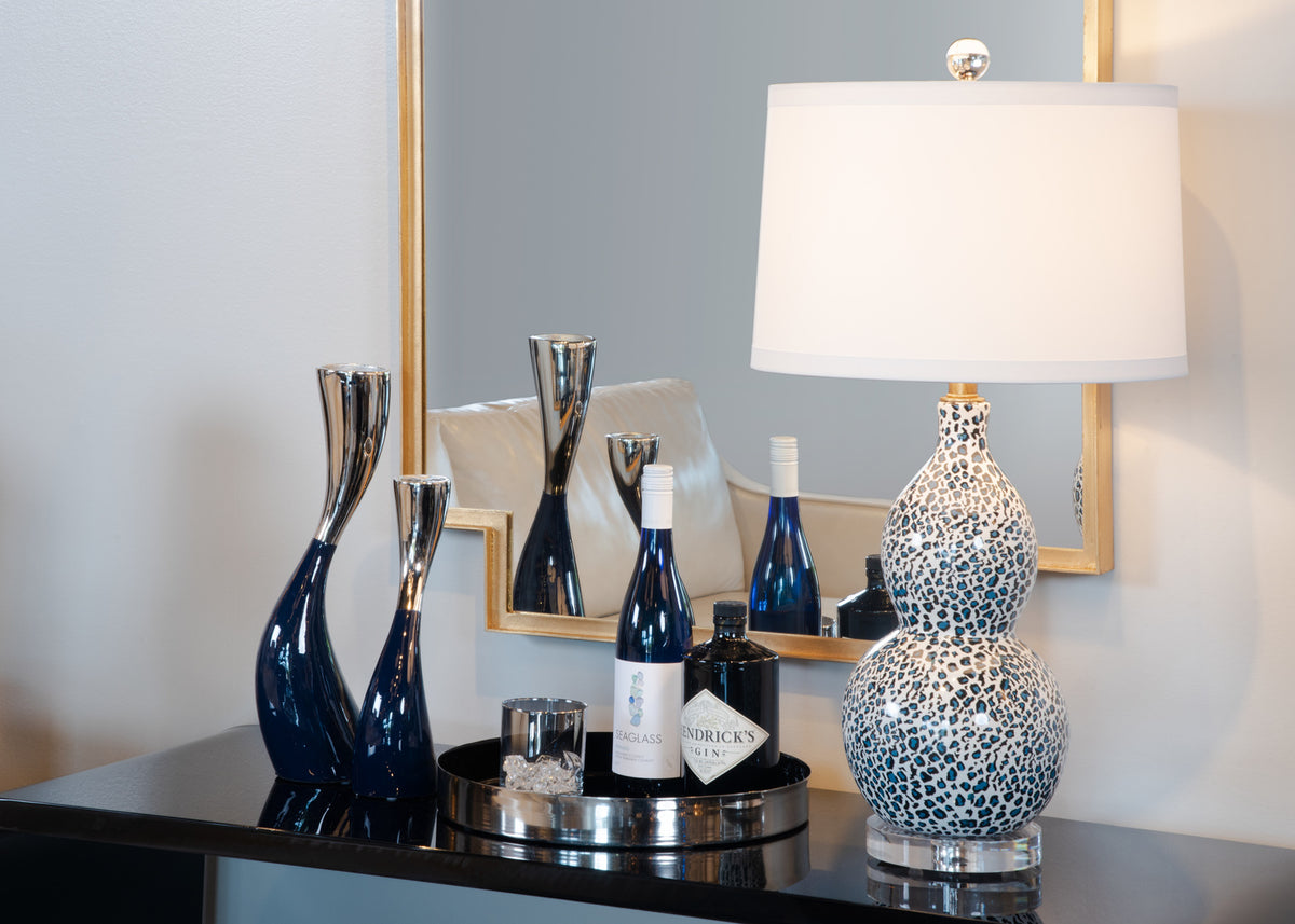 Wildwood Snow Leopard Lamp - Blue