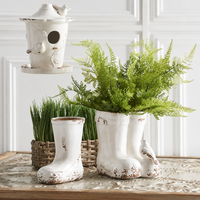 Design Shop White Garden Boots Bird Vase 8.74"