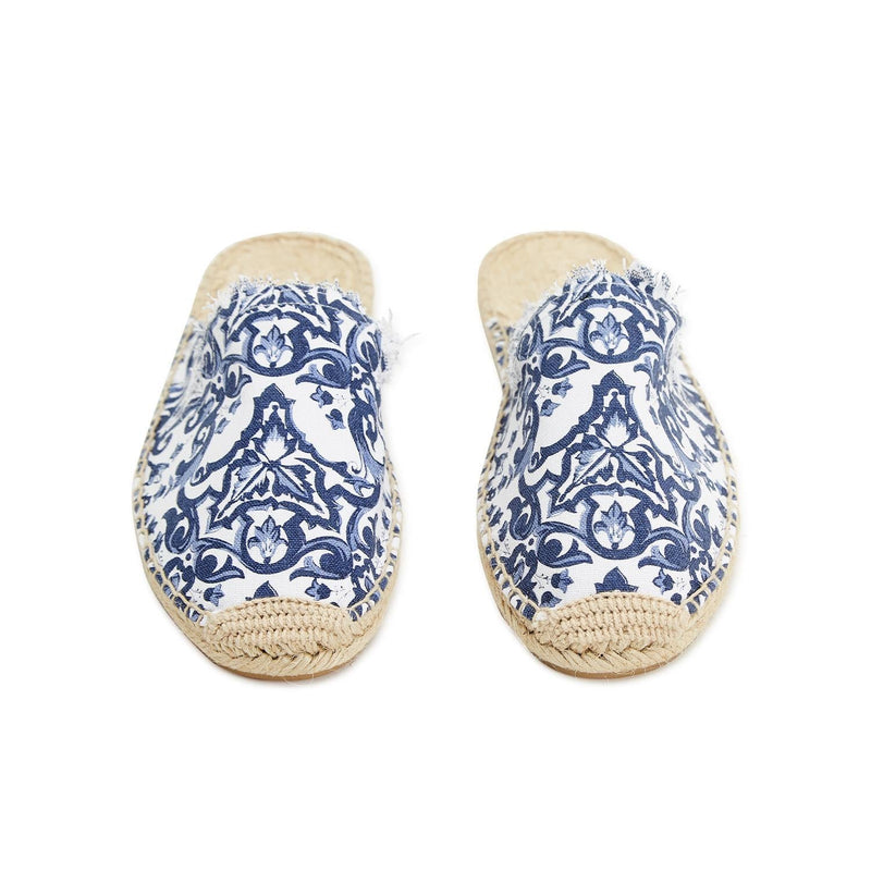 Design Shop Blue And White Printed Espadrille Slides