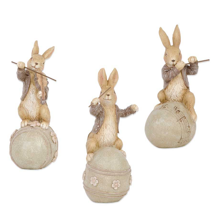 Design Shop Set Of 3 Brown Musical Bunnies