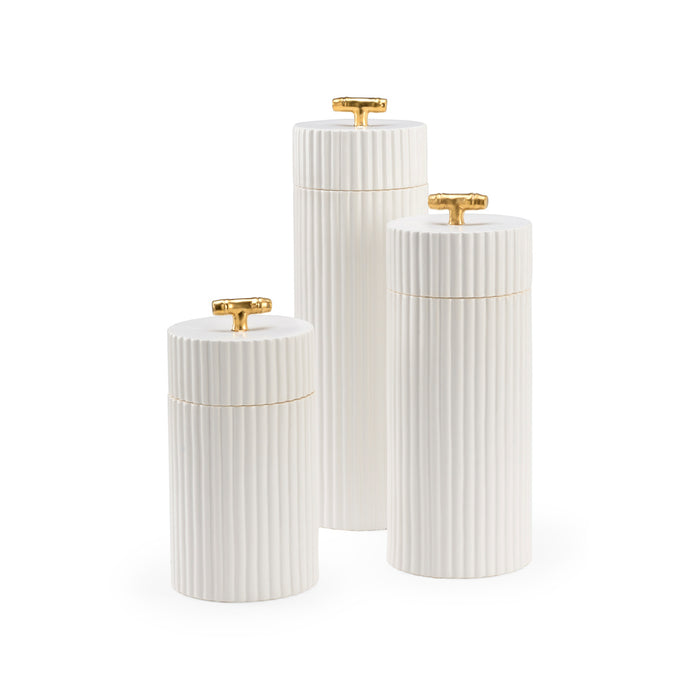 Chelsea House White Bamboo Canisters (S3)