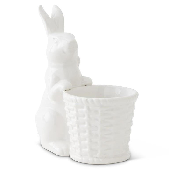 Design Shop 6" White Ceramic Bunny Holding Basket
