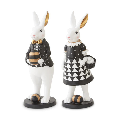 Design Shop Assorted 12.5 Inch Black White And Gold Bunnies (2 Styles)