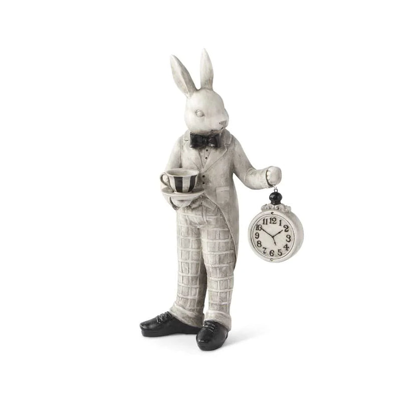 Design Shop 18" Resin Gray & Black Bunny Holding Clock