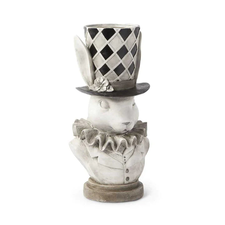 Design Shop 18" Resin Gray & Black Bunny Bust w/Top Hat