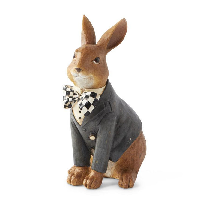 Design Shop 10 Inch Resin Sitting Bunny With Harlequin Bow Tie