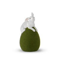 Design Shop Assorted 7.25 Inch Moss Eggs With Glossy White Rabbits (2 Styles)