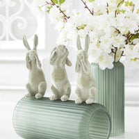 Design Shop Assorted Green Velvet Resin Hear No See No Speak No Evil Bunnies. Set of 3.