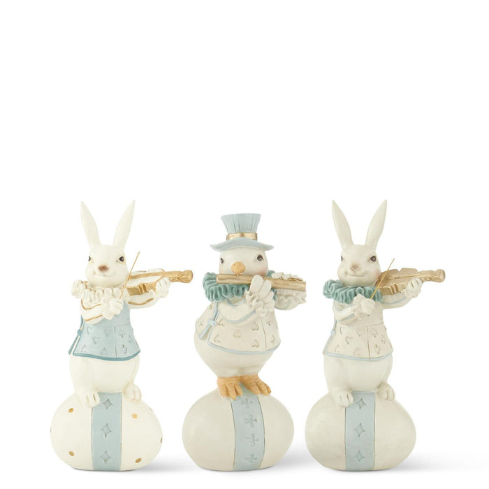 Design Shop Set Of 3 7" Pastel Resin Instrument Playing Easter Figurines