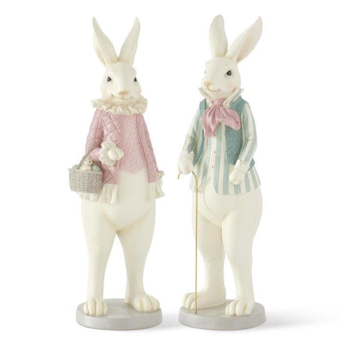 Design Shop Assorted 20.5 Inch Pastel Pink & Green Resin Easter Bunnies (2 Styles)