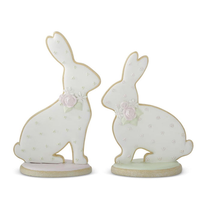 Design Shop Set of 2 Resin Frosted Easter Bunnies Cookie Figurines