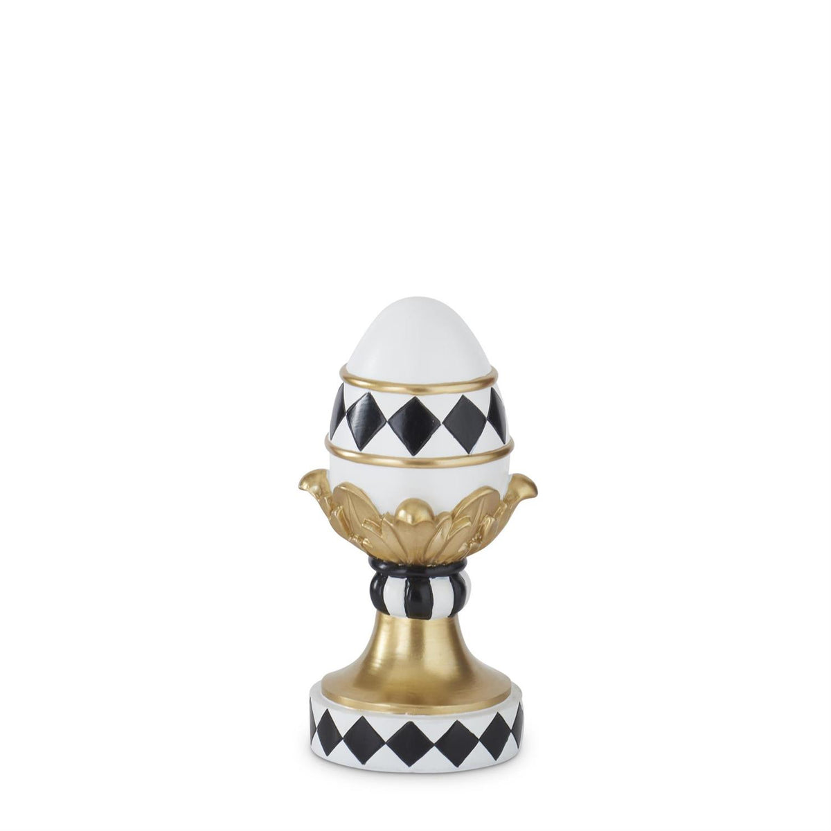 Design Shop 9 Inch White Gold & Black Easter Egg on Pedestal