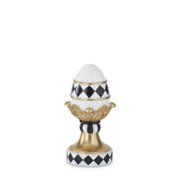 Design Shop 9 Inch White Gold & Black Easter Egg on Pedestal