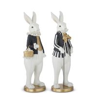 Design Shop Assorted 20.5 Inch Black & Gold Resin Easter Bunnies. Set of 2.