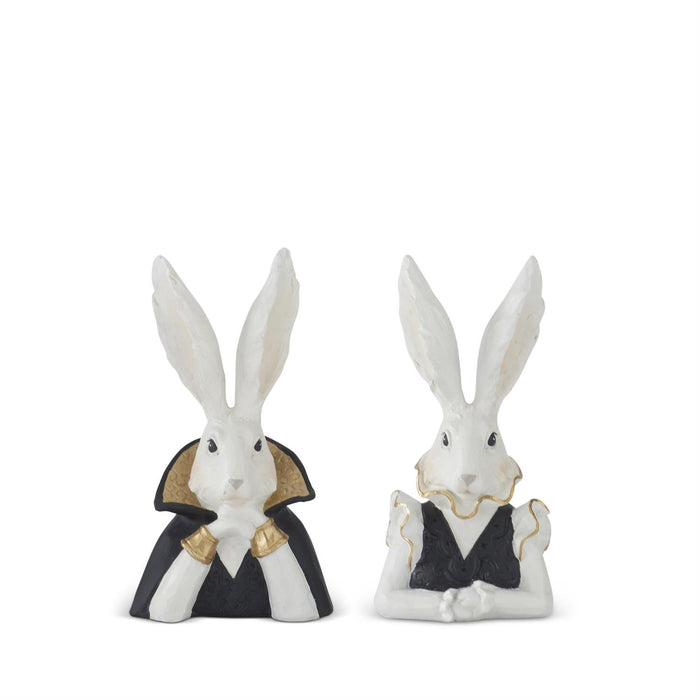 Design Shop Assorted 8 Inch Black & Gold Resin Easter Bunnies Bust . Set of 2.