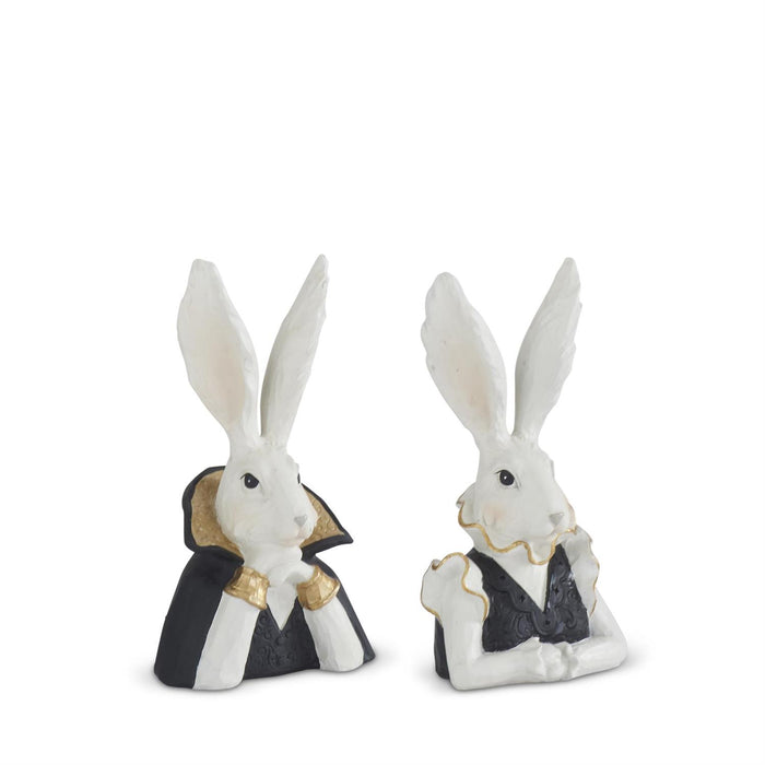 Design Shop Assorted 8 Inch Black & Gold Resin Easter Bunnies Bust . Set of 2.