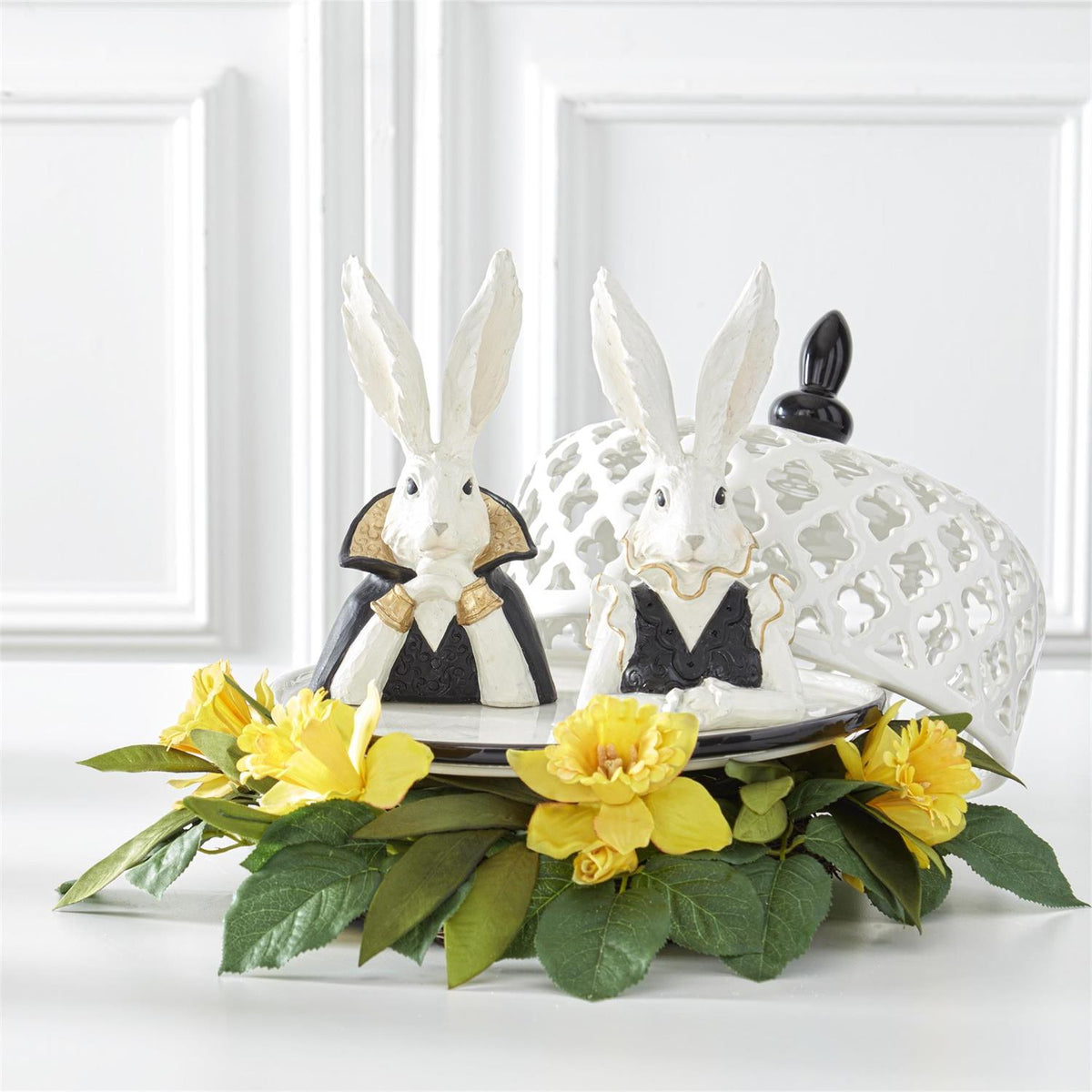 Design Shop Assorted 8 Inch Black & Gold Resin Easter Bunnies Bust . Set of 2.
