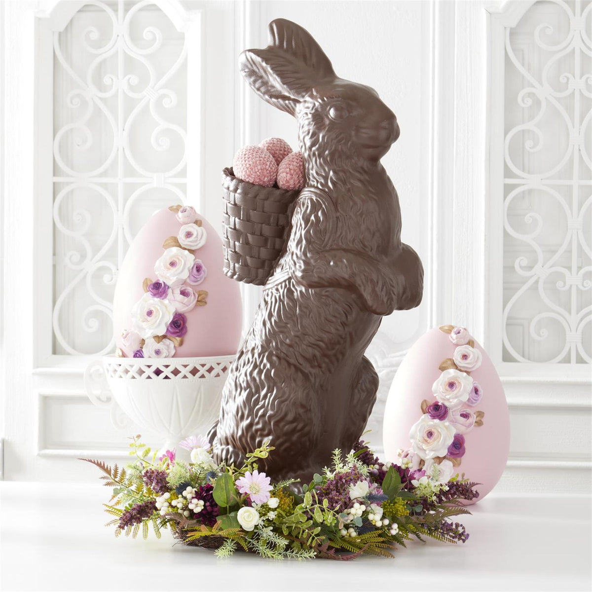 Design Shop 34.25 Inch Resin Chocolate Bunny w/Open Basket Backpack