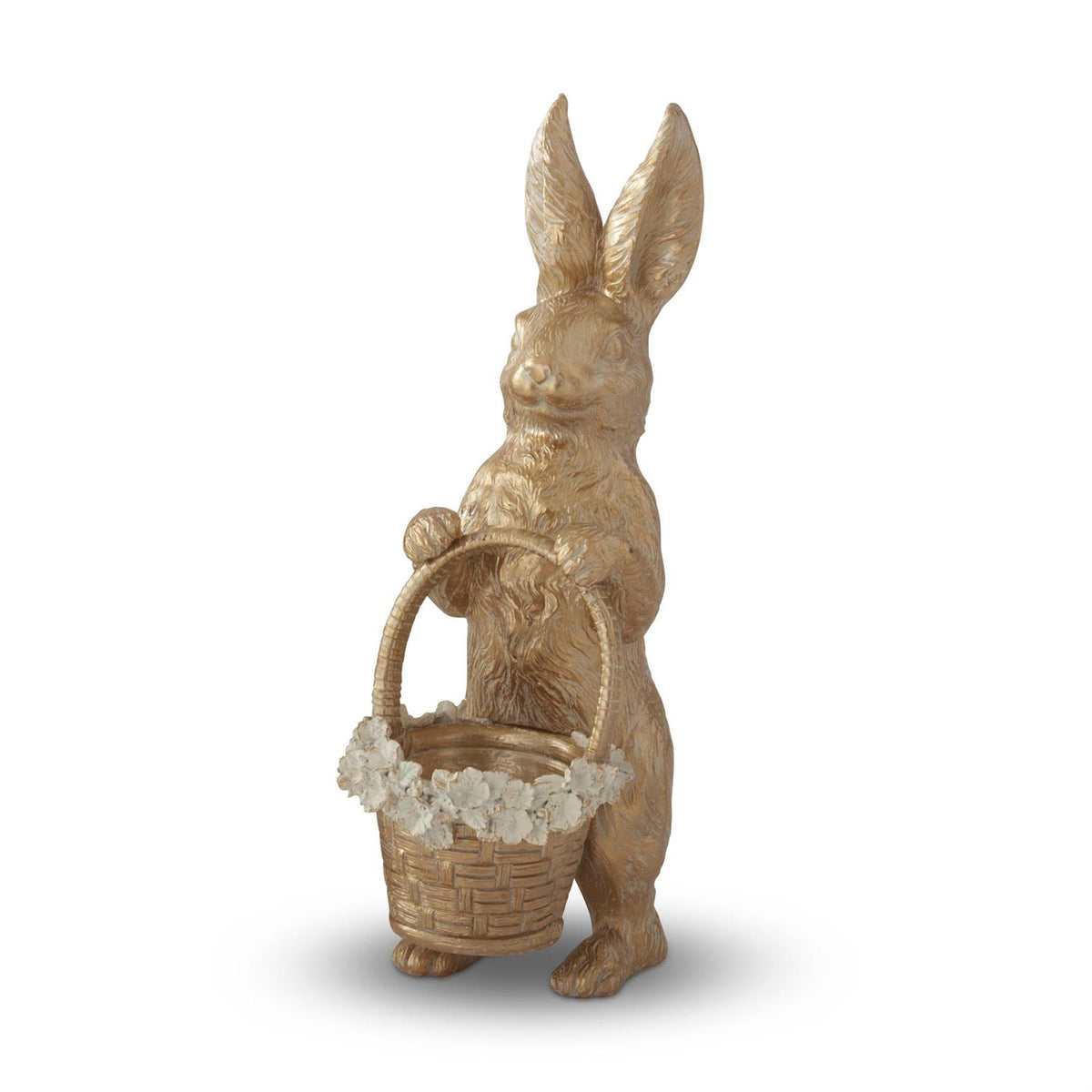 Design Shop 17 Inch Gold Resin Easter Bunny w/Basket