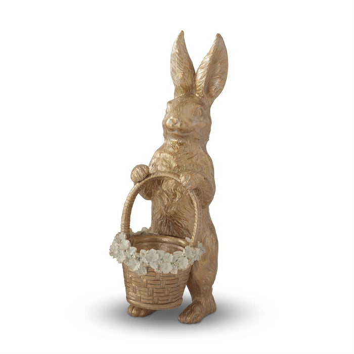 Design Shop 17 Inch Gold Resin Easter Bunny w/Basket