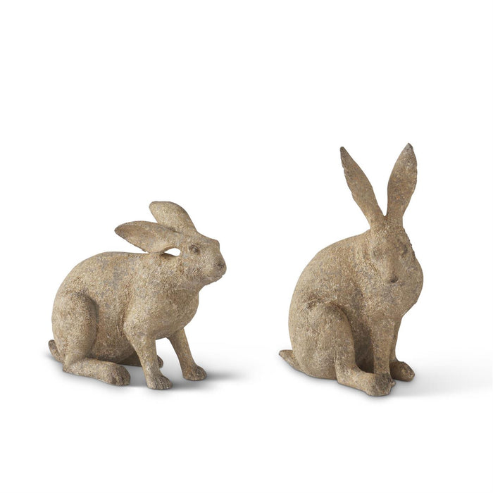 Design Shop Set Of 2 Weathered Gold Speckled Resin Garden Rabbits