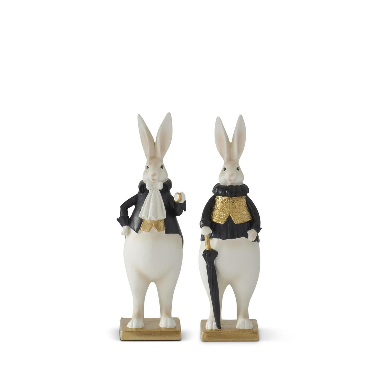 Design Shop Assorted 10 Inch Resin Black White & Gold Easter Bunnies Set of 2