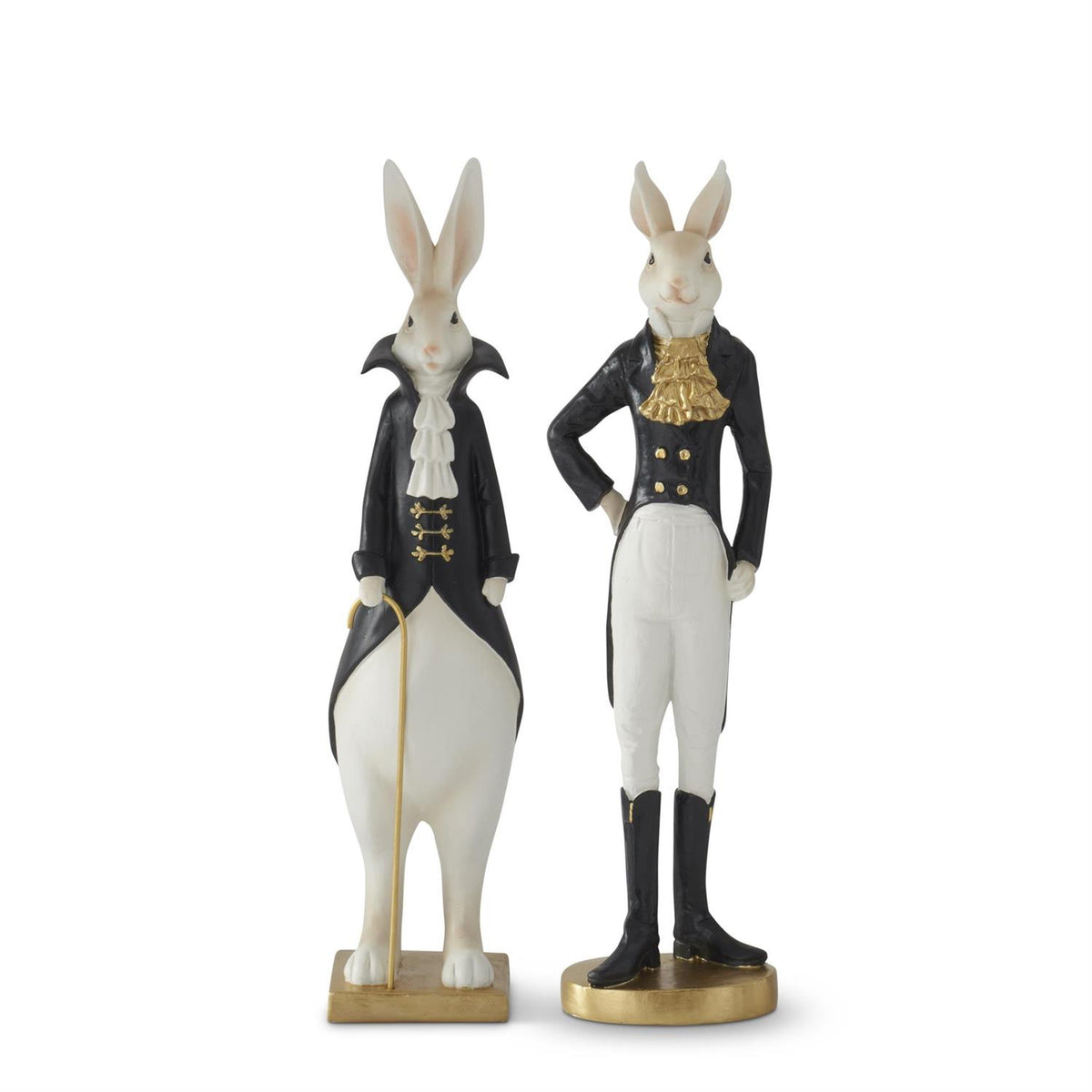 Design Shop Assorted 15.5 Inch Resin Black White & Gold Easter Bunnies Set of 2