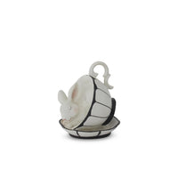 Design Shop Assorted 3.25 Inch White Resin Bunnies In Black & White Teacups (4