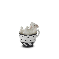 Design Shop Assorted 3.25 Inch White Resin Bunnies In Black & White Teacups (4