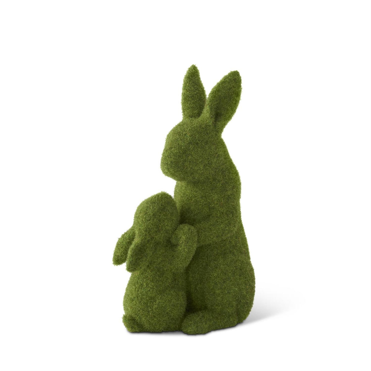Design Shop 12.25 Inch Flocked Moss Mother & Child Garden Rabbits