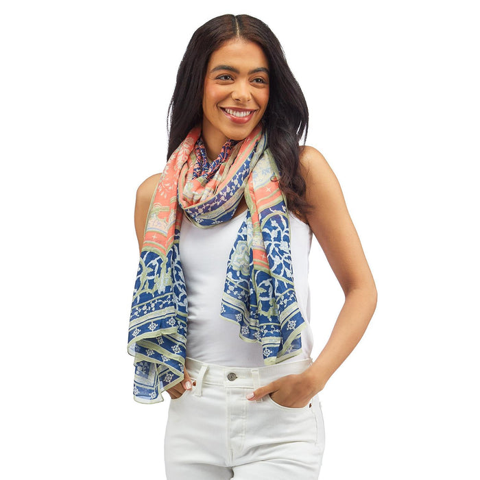 Design Shop Indian Summer Blue Print Scarf - Viscose/Modal
