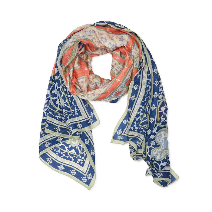 Design Shop Indian Summer Blue Print Scarf - Viscose/Modal