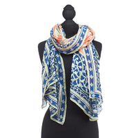 Design Shop Indian Summer Blue Print Scarf - Viscose/Modal