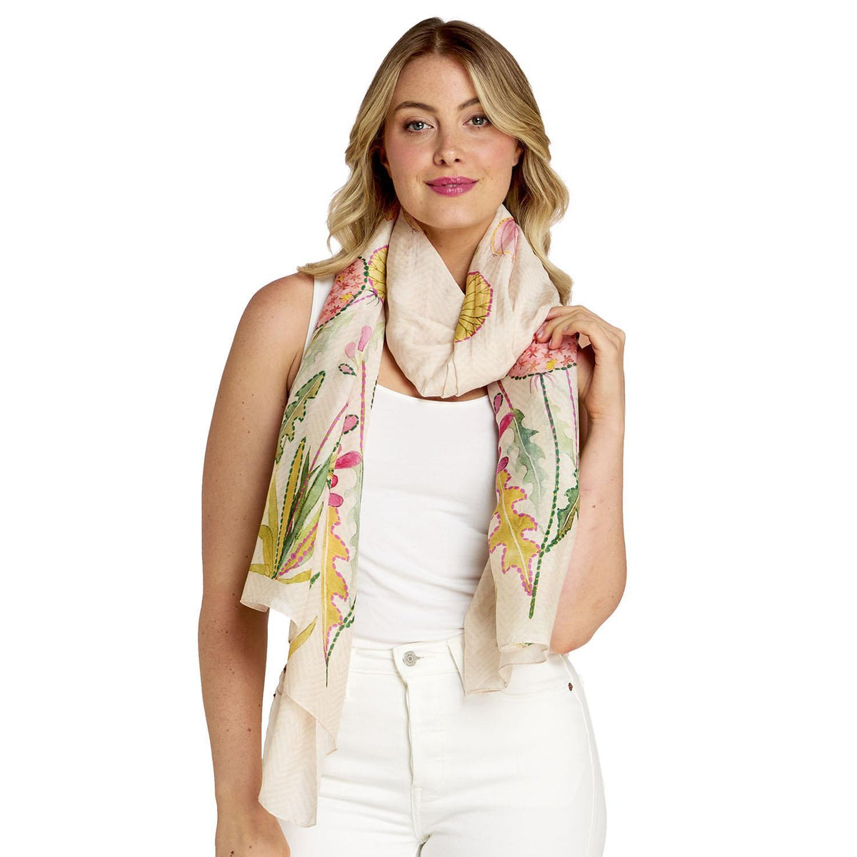 Design Shop Pop Flowers Pink Scarf - Viscose/Modal