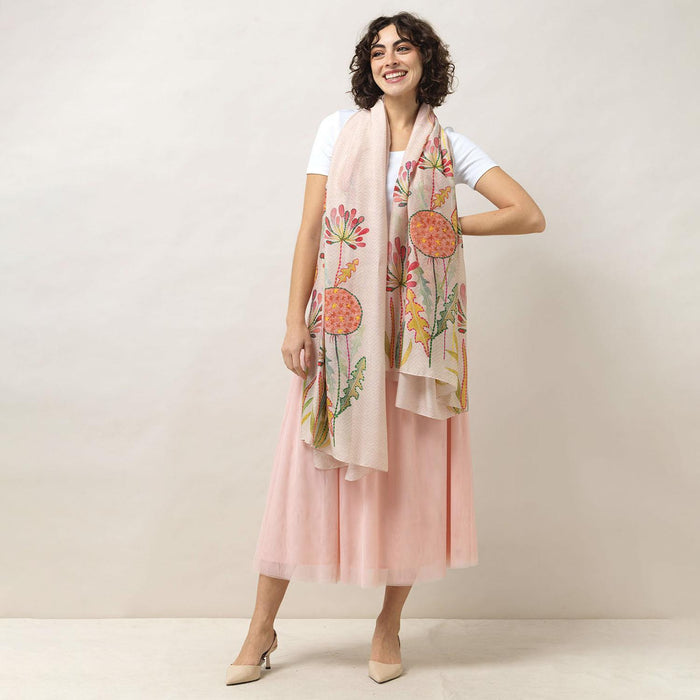 Design Shop Pop Flowers Pink Scarf - Viscose/Modal