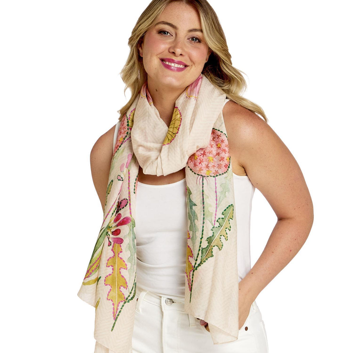 Design Shop Pop Flowers Pink Scarf - Viscose/Modal