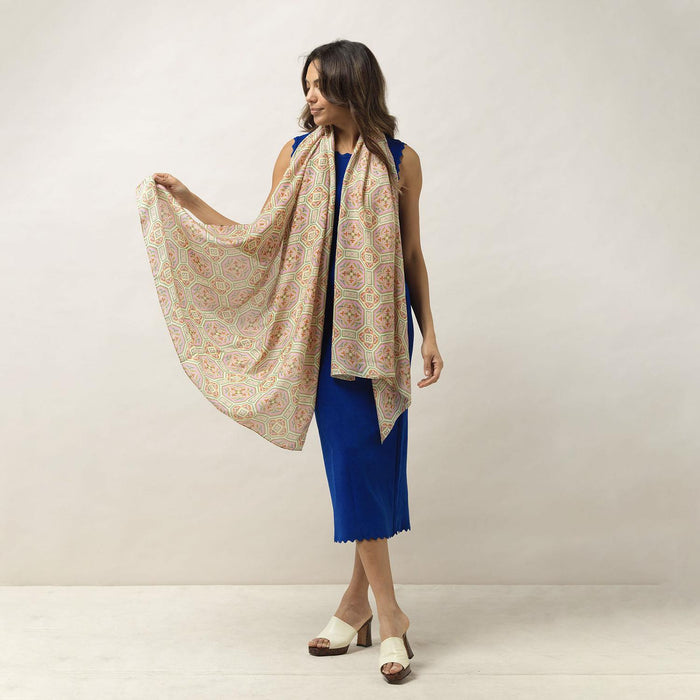 Design Shop Vintage Tiles Pink Scarf - Viscose/Modal