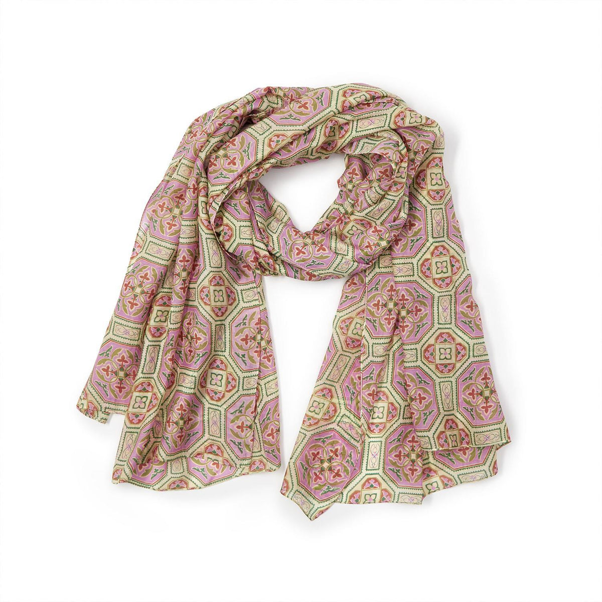 Design Shop Vintage Tiles Pink Scarf - Viscose/Modal