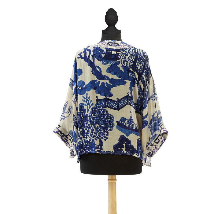 Design Shop Giant Willow Blue Short Kimono