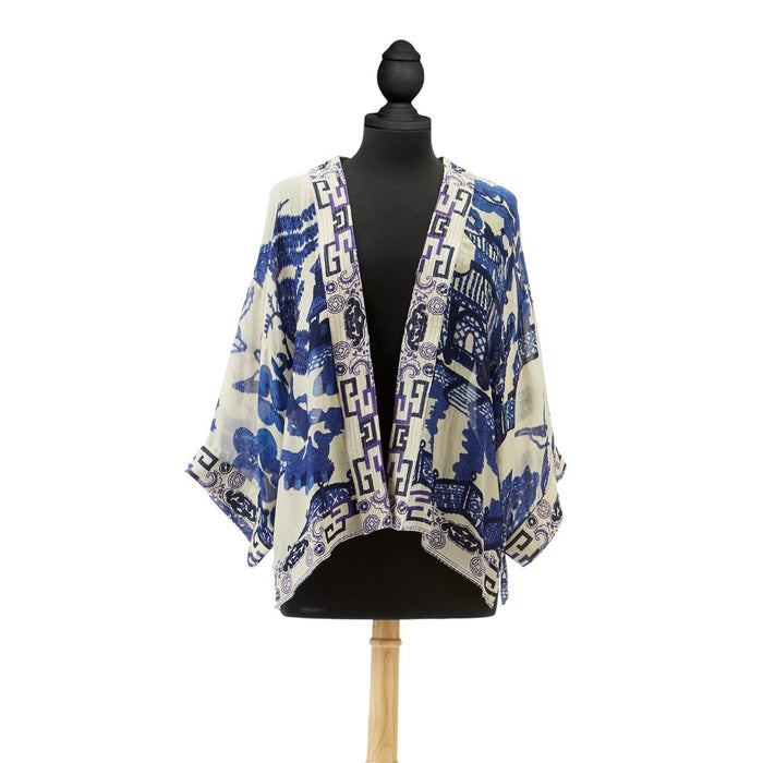 Design Shop Giant Willow Blue Short Kimono