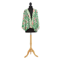 Design Shop Ikat Print Green Short Kimono - Viscose/Modal