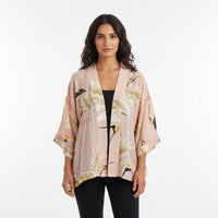 Design Shop Pink Heron Short Kimono - Viscose/Modal