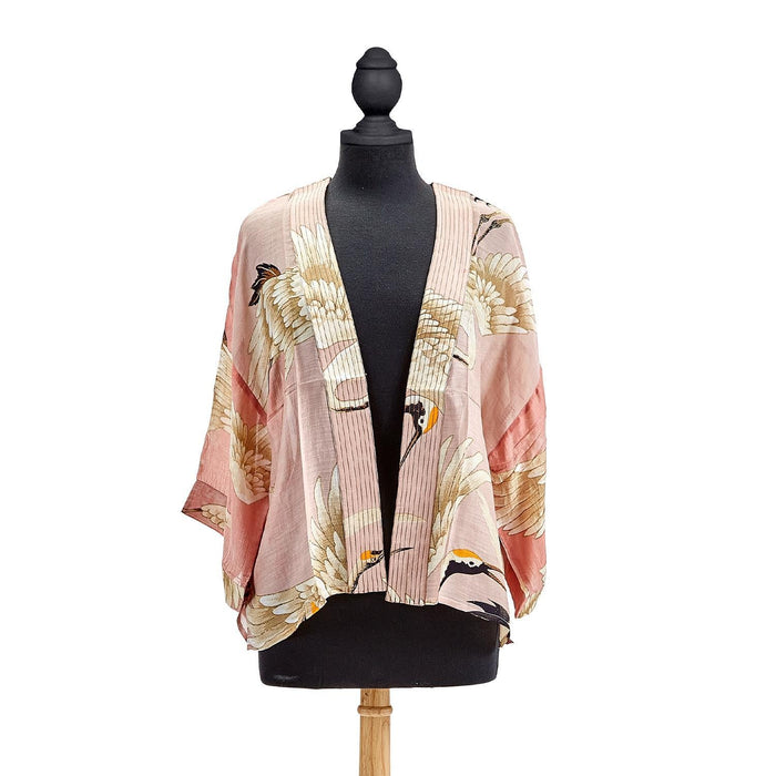 Design Shop Pink Heron Short Kimono - Viscose/Modal