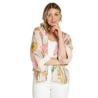 Design Shop Pop Flowers Pink Short Kimono - Viscose/Modal