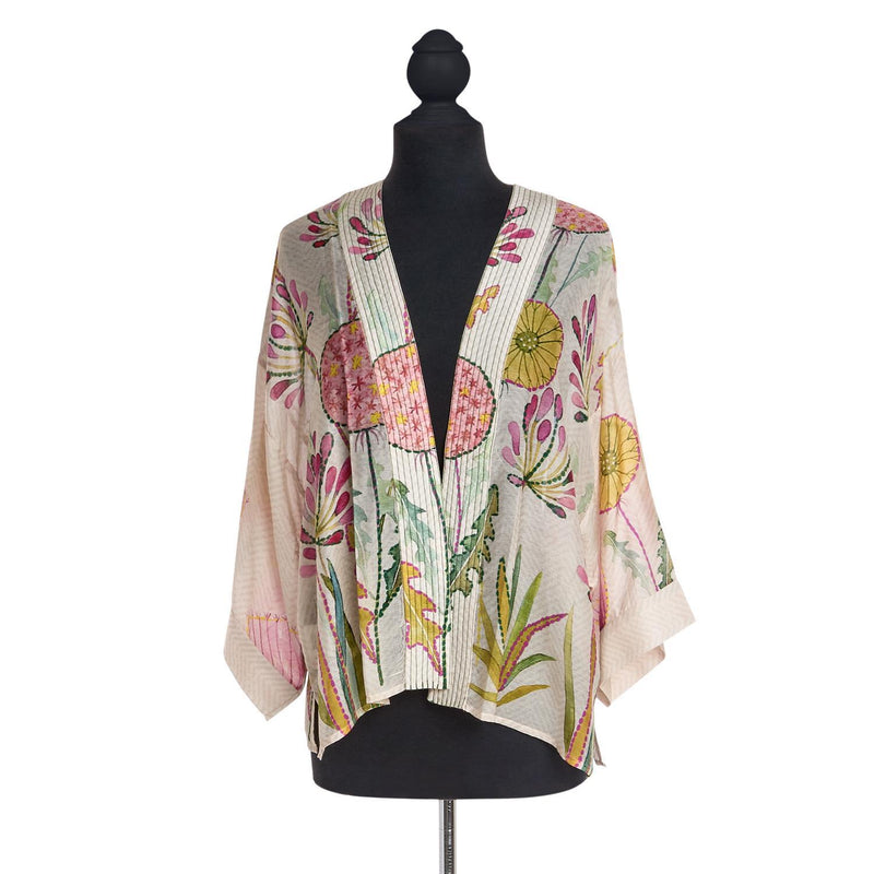 Design Shop Pop Flowers Pink Short Kimono - Viscose/Modal