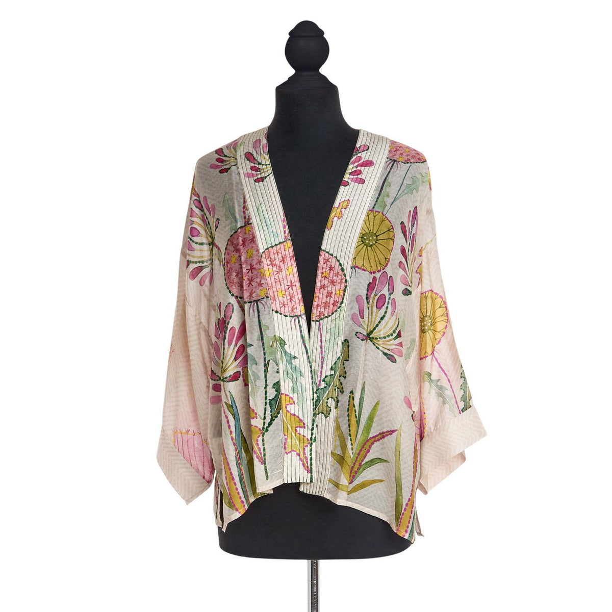 Design Shop Pop Flowers Pink Short Kimono - Viscose/Modal