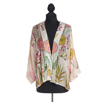 Design Shop Pop Flowers Pink Short Kimono - Viscose/Modal